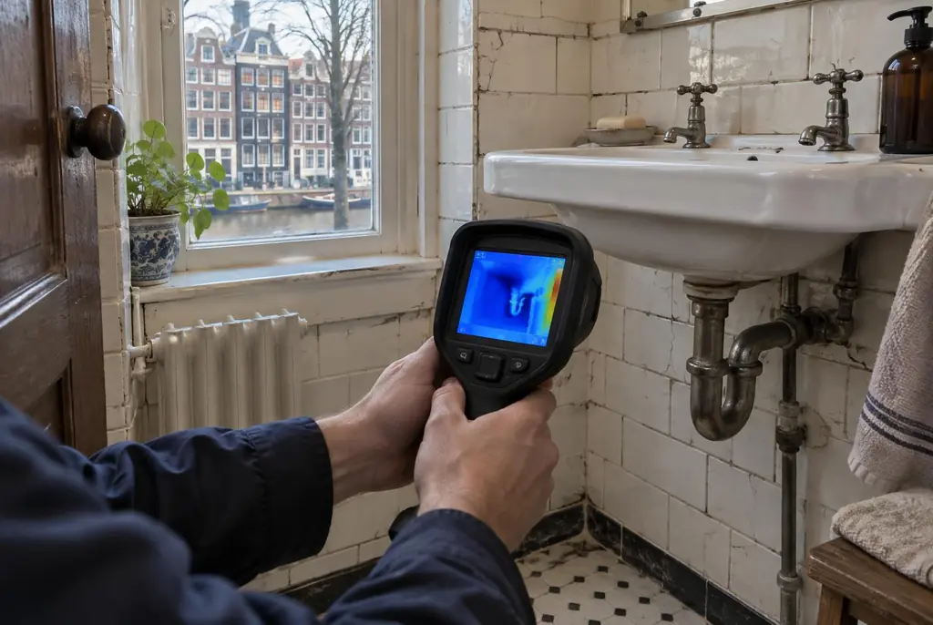 Lekdetectie Harmelen – badkamer met oude leidingen achter de tegels